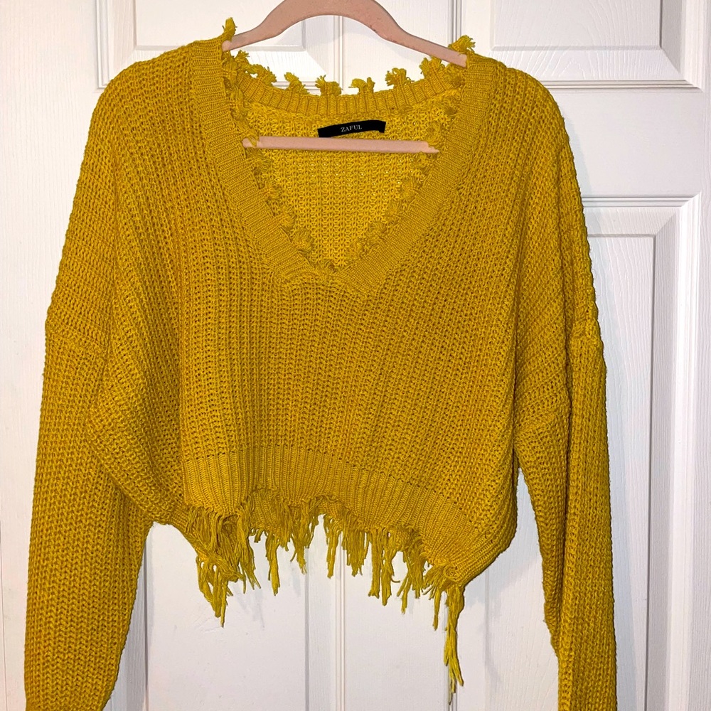 Yellow cropped sweater